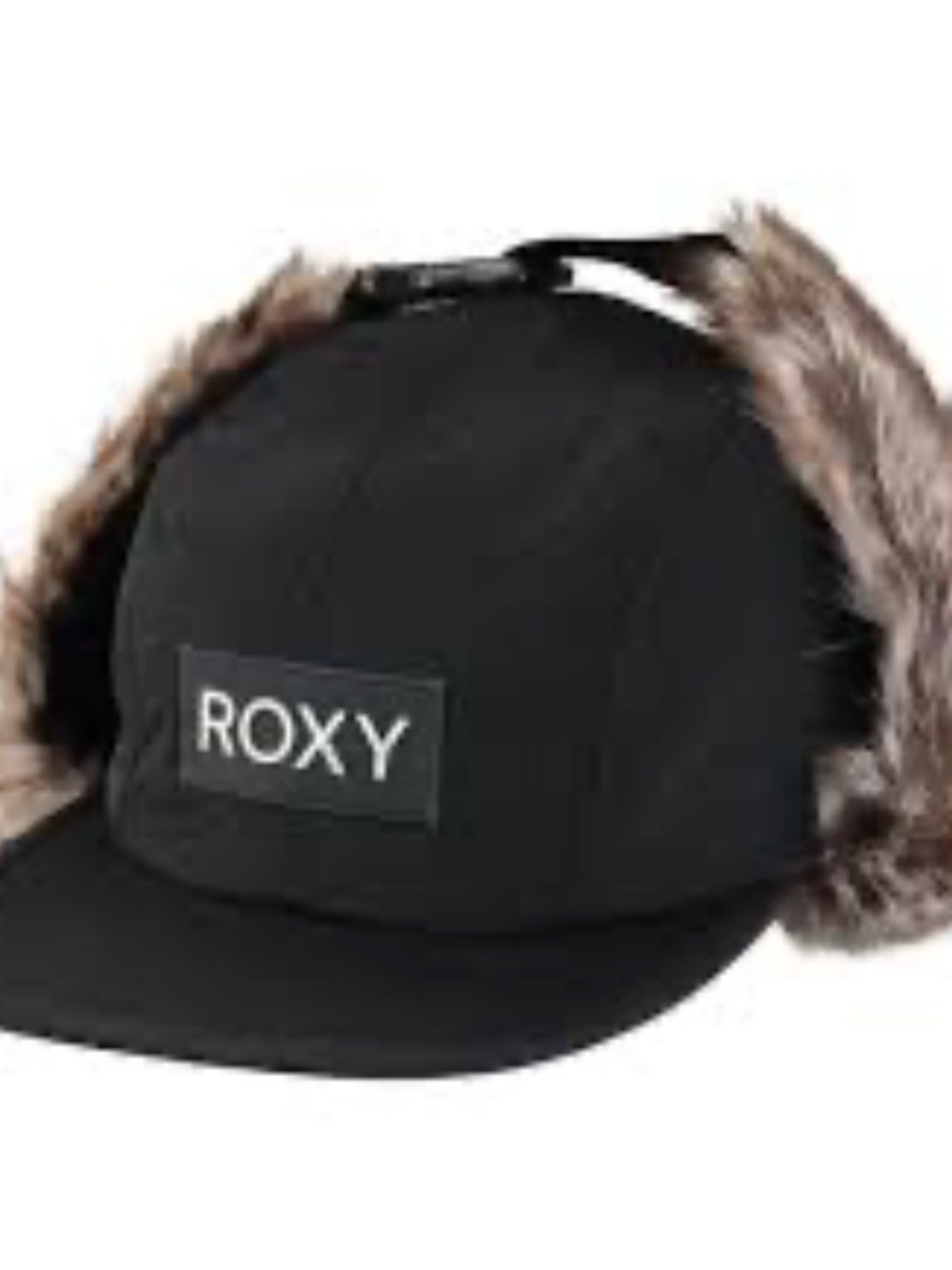 Roxy Black Faux Fur Aviator Cap